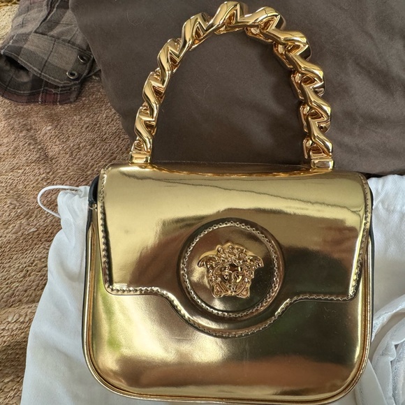 Versace Handbags - Versace La Medusa Mini patent Leather Gold